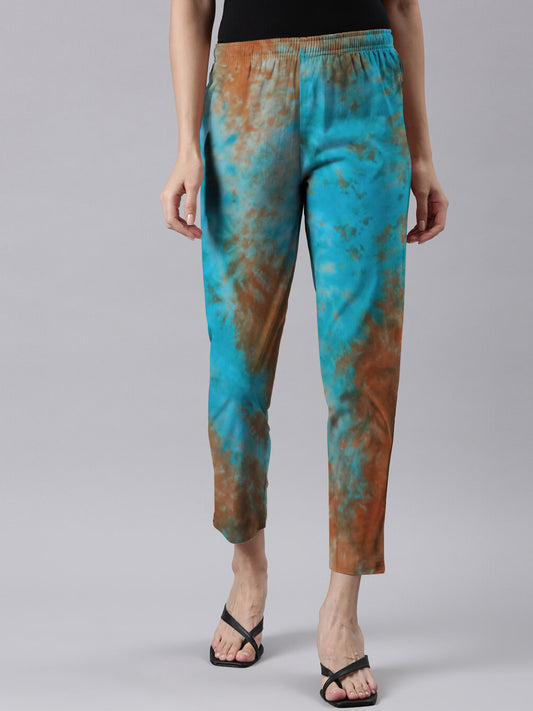 Turquoise & Rust Tie-Dye Rayon Pyjama (Women's)