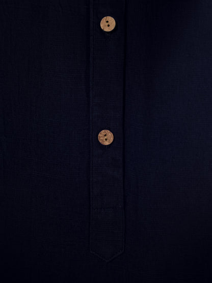 Navy Blue Cotton Kurta Cut