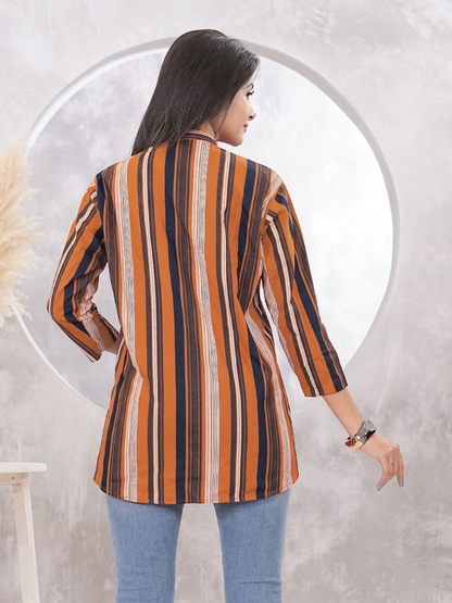 Orange & Black Striped Cotton Tunic