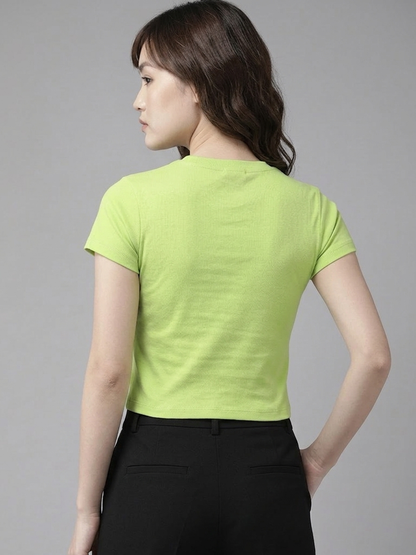 Lime Green Cotton Crop Top