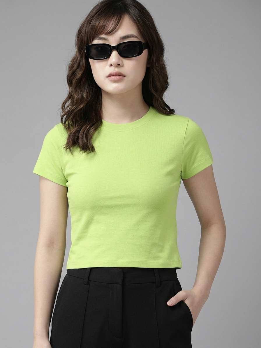 Lime Green Cotton Crop Top