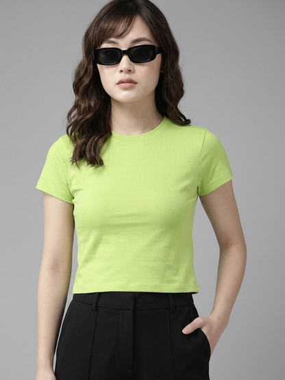 Lime Green Cotton Crop Top