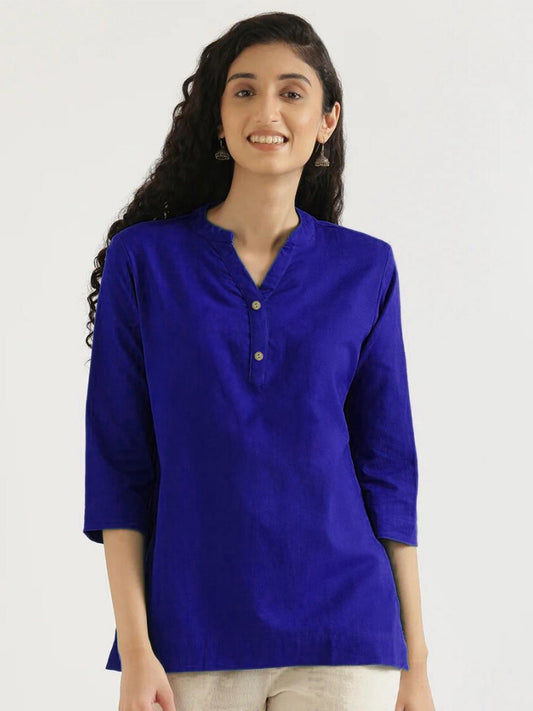 Royal Blue Cotton Kurta Cut