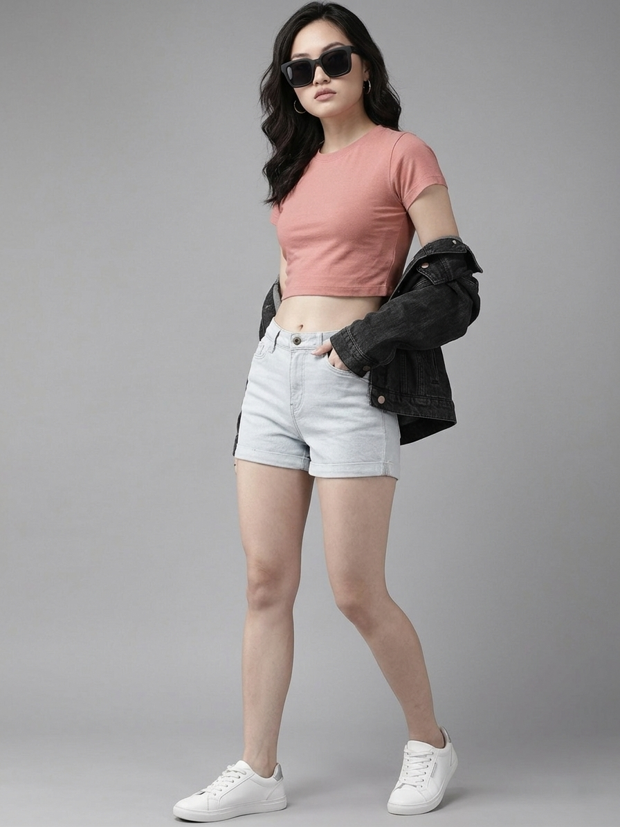 Dusty Rose Cotton Crop Top