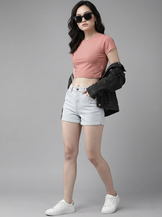 Dusty Rose Cotton Crop Top