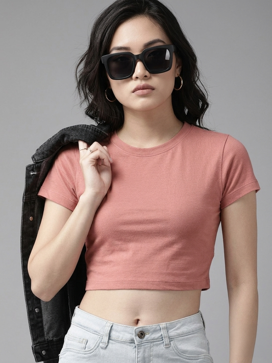 Dusty Rose Cotton Crop Top