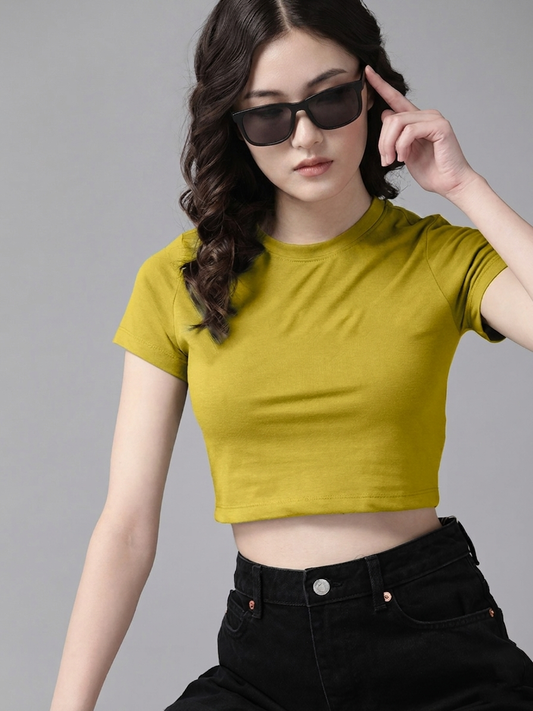 Mustard Yellow Cotton Crop Top
