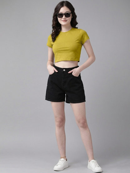 Mustard Yellow Cotton Crop Top