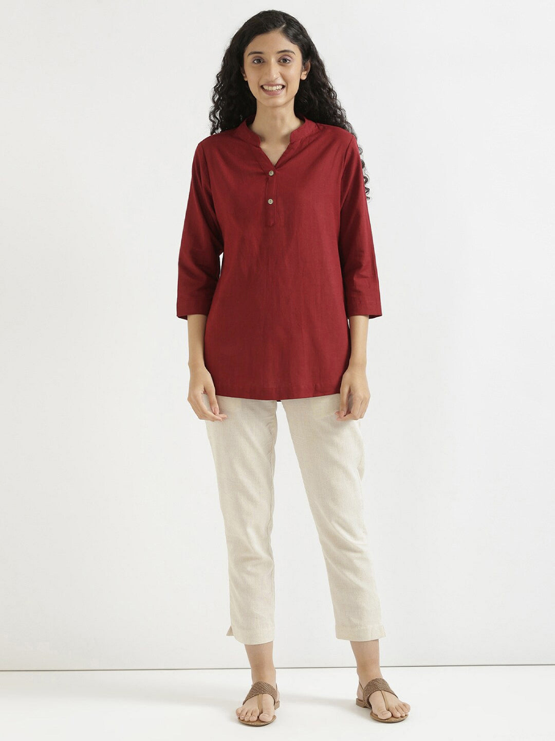 Maroon Cotton Kurta Cut