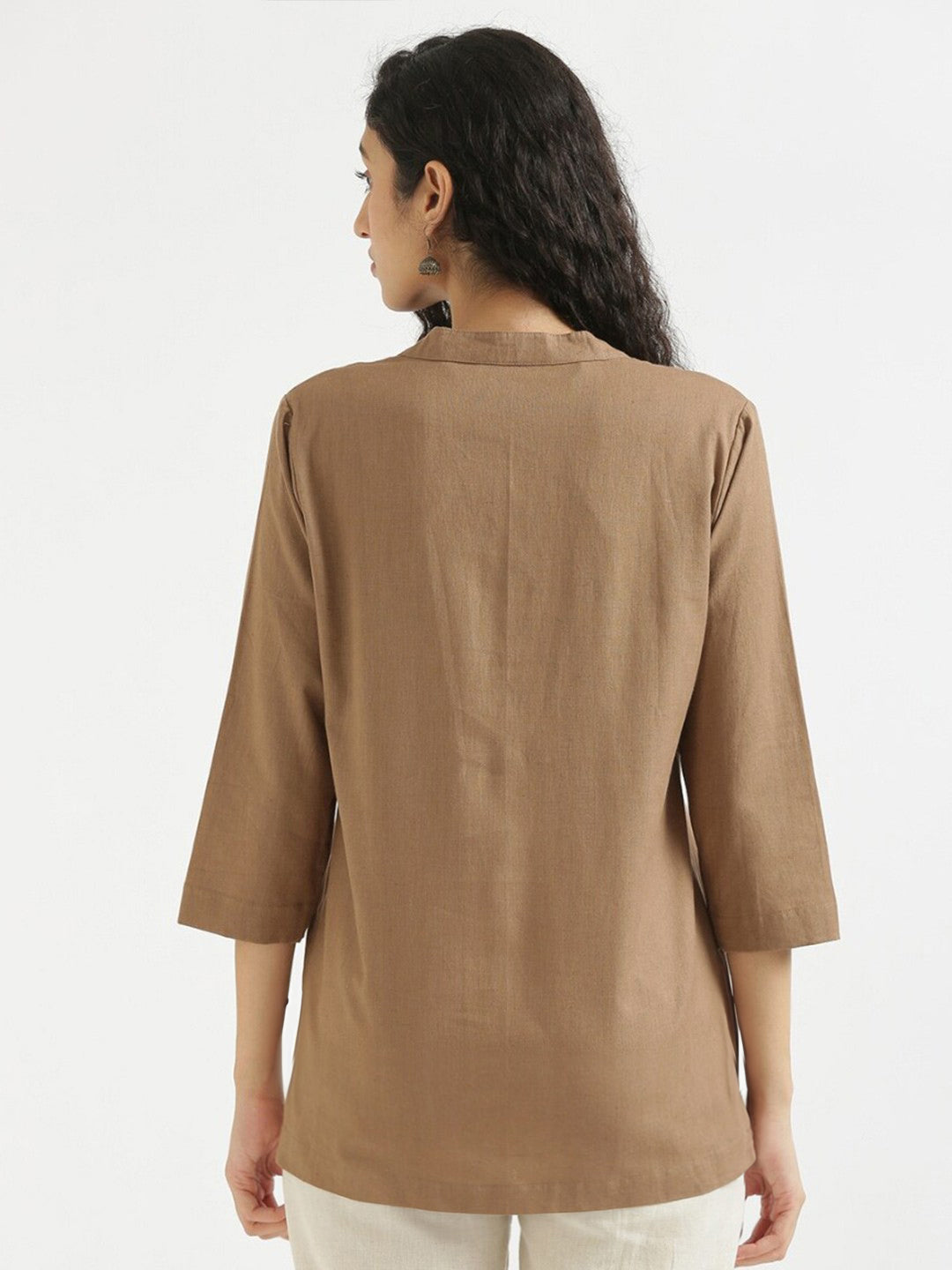 Beige Cotton Kurta Cut