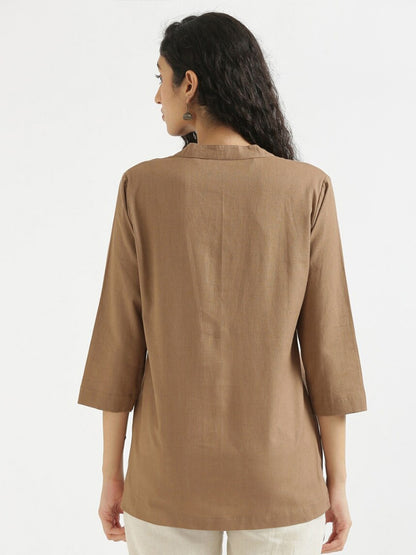 Beige Cotton Kurta Cut