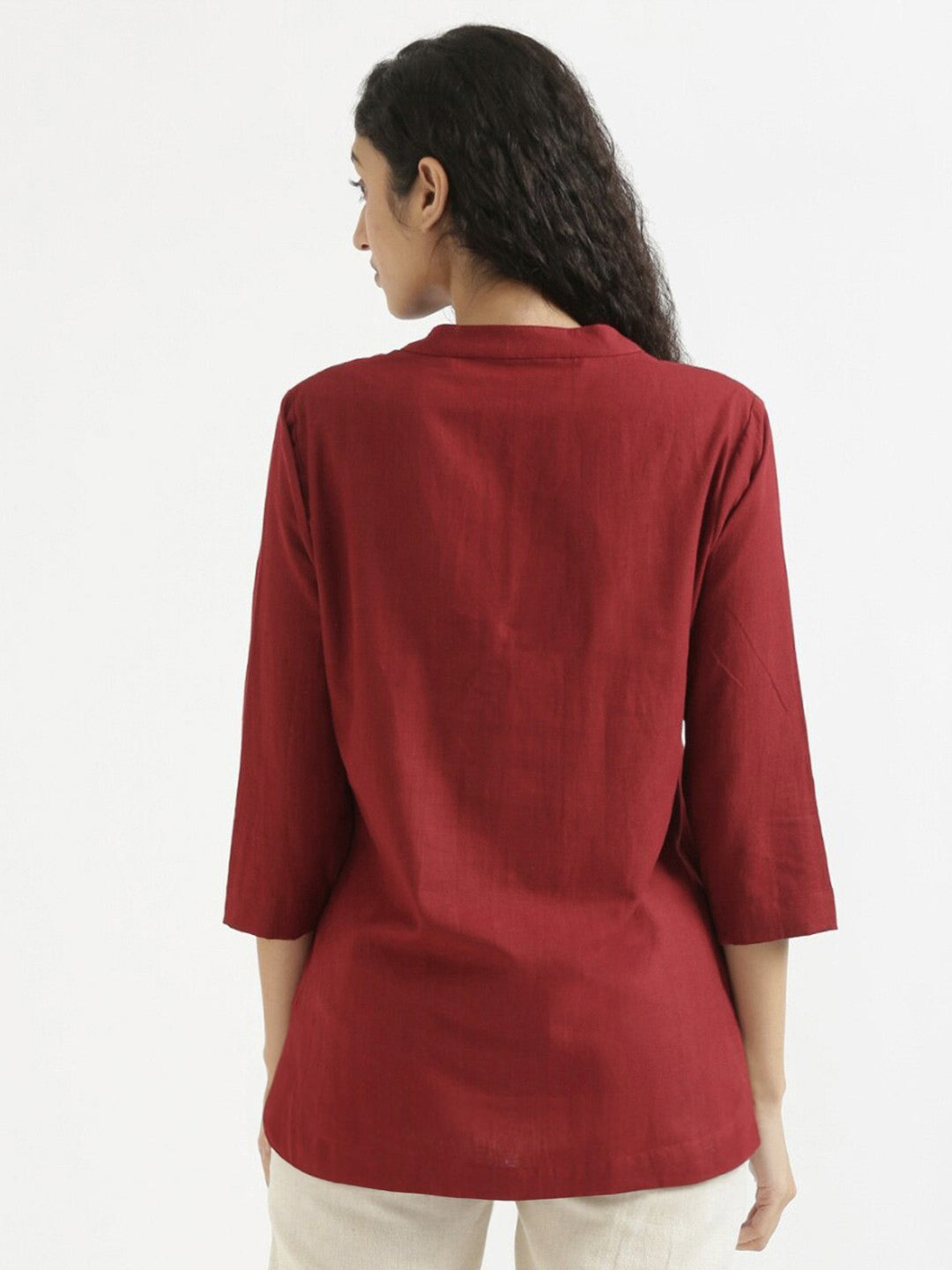 Maroon Cotton Kurta Cut