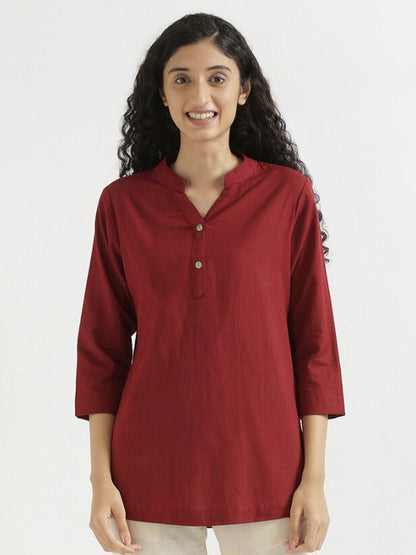 Maroon Cotton Kurta Cut