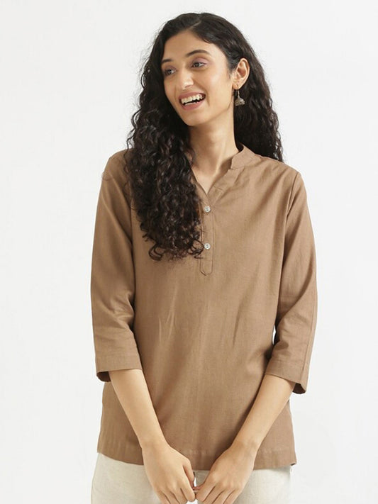 Beige Cotton Kurta Cut