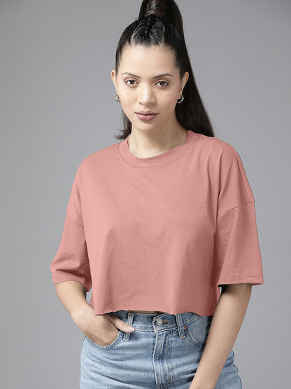 Dusty Rose Oversized Cotton Crop Top