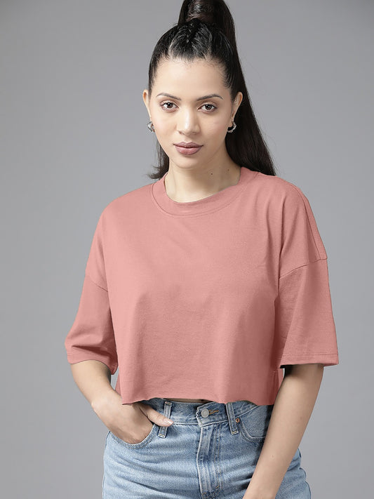 Dusty Rose Oversized Cotton Crop Top