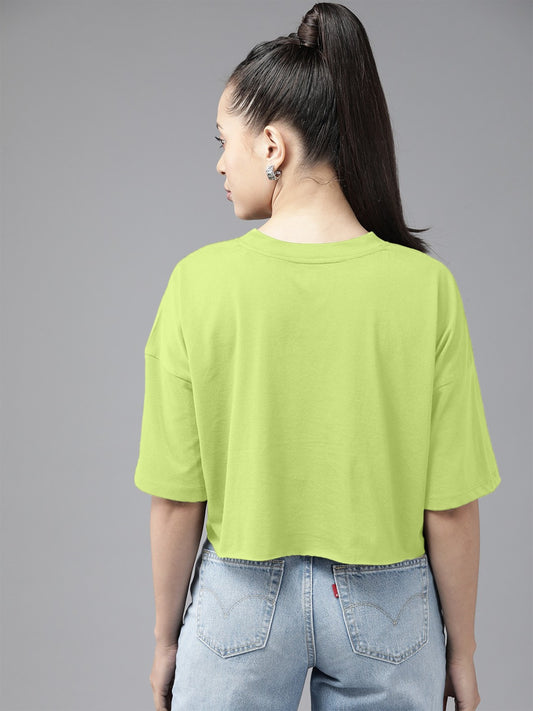Lime Green Oversized Cotton Crop Top