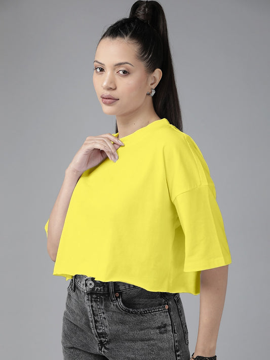 Neon Yellow Oversized Cotton Crop Top