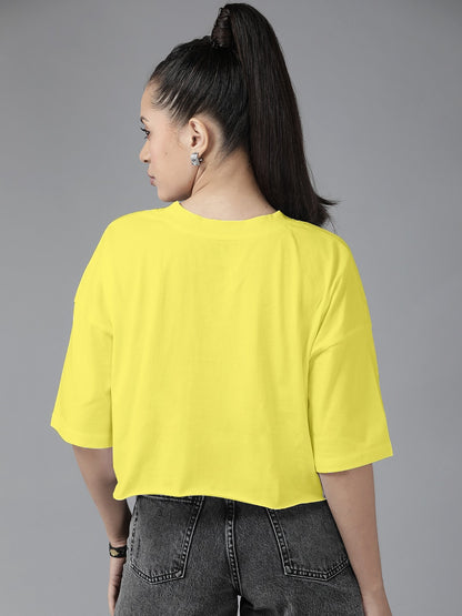 Neon Yellow Oversized Cotton Crop Top
