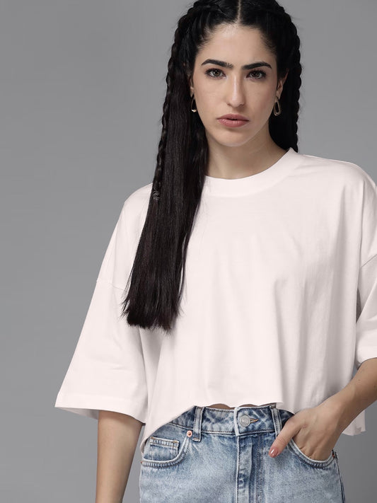 Blush Pink Oversized Cotton Crop Top
