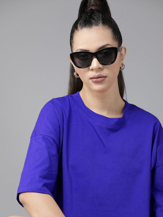 Royal Blue Oversized Cotton Crop Top