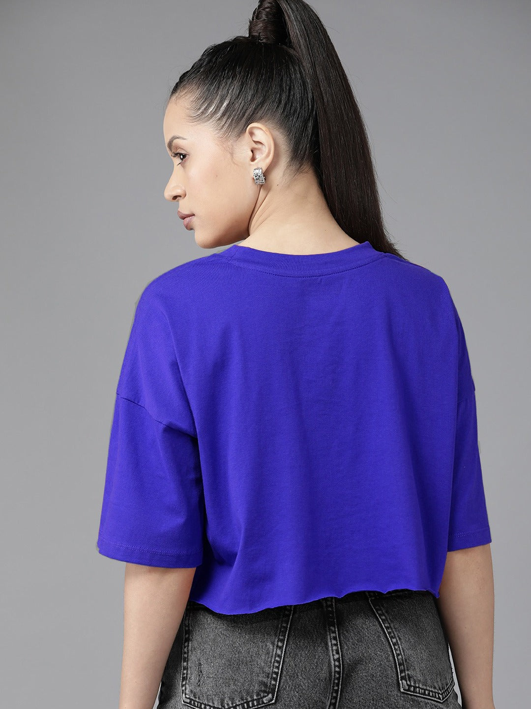 Royal Blue Oversized Cotton Crop Top
