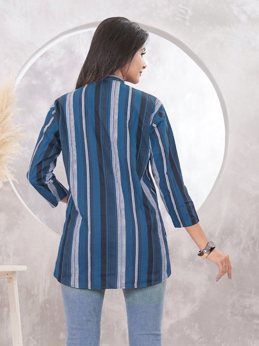 Blue & Black Striped Cotton Tunic