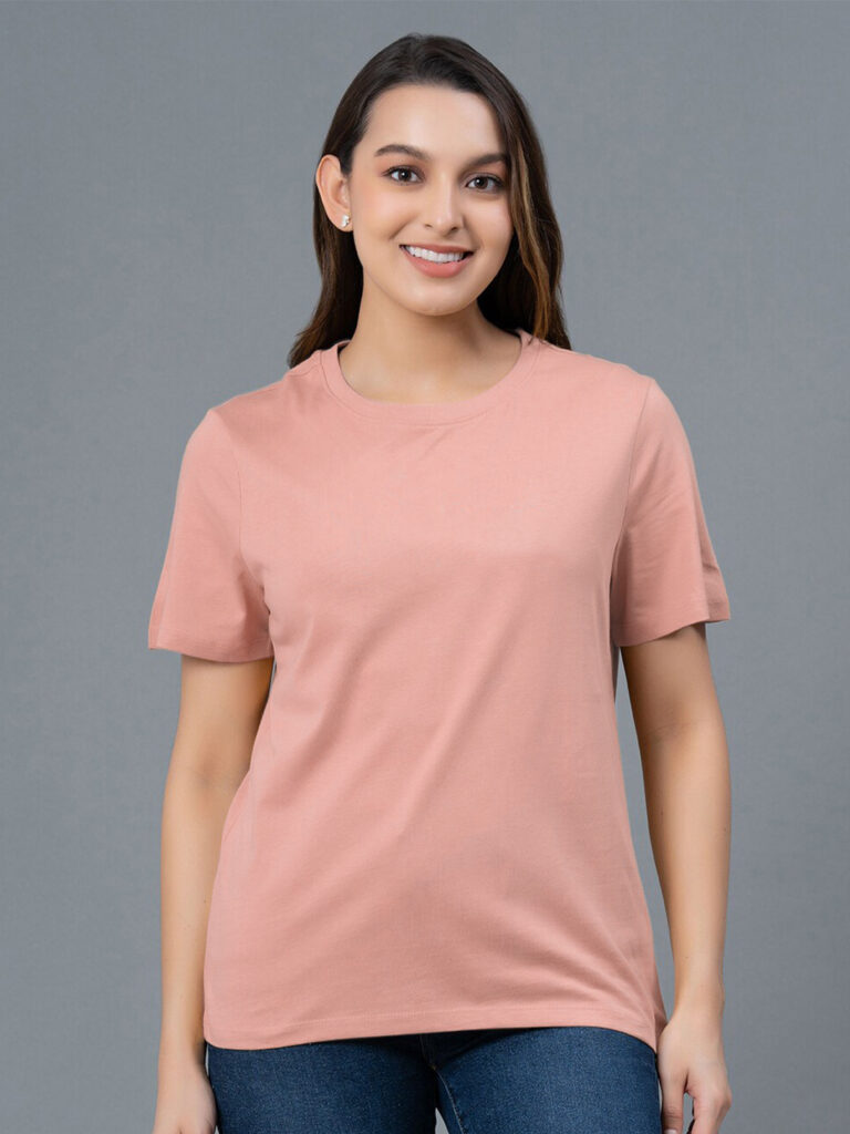 Women Solid Rose Pink T-Shirts