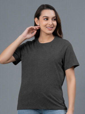 Women Grey Melange Muse Solid T-Shirts