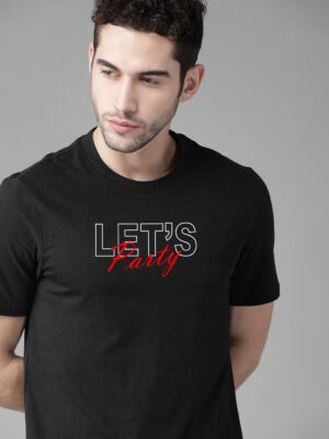 Lets Party Typography with Printed Regular Fit Men's T-shirt