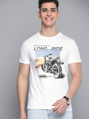 Long Ride with Printed Regular Fit Men's T-shirt