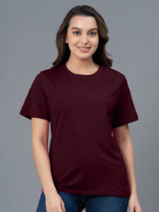 Women Burgundy Bliss Solid T-shirt