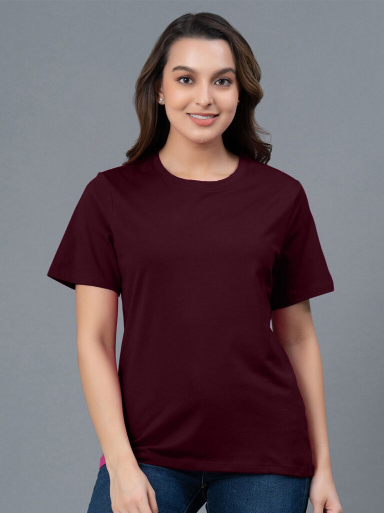 Women Burgundy Bliss Solid T-shirt